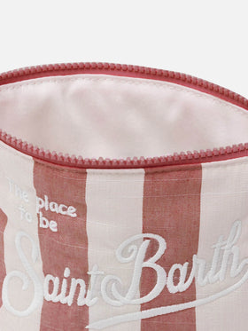 Aline Soft cotton linen pochette with striped print