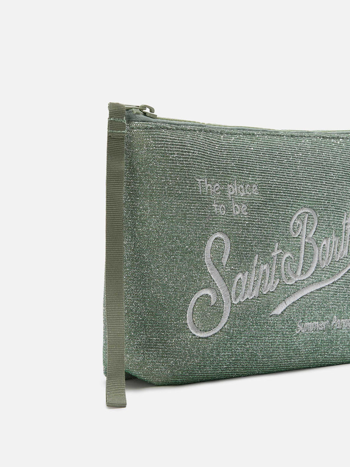 Aline Lurex water green shimmer pouch