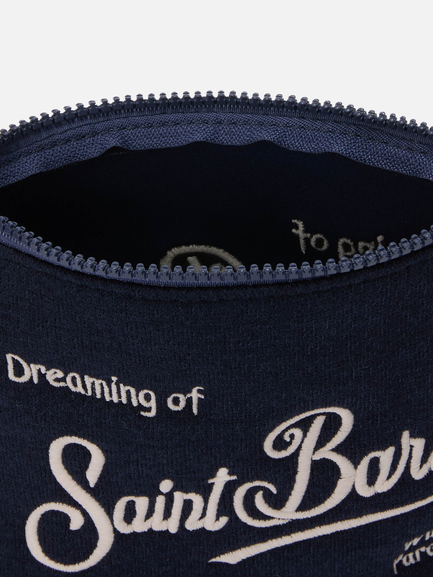 Aline Woll-Pouch aus blauem Wollmischgewebe 