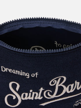Aline Woll-Pouch aus blauem Wollmischgewebe 