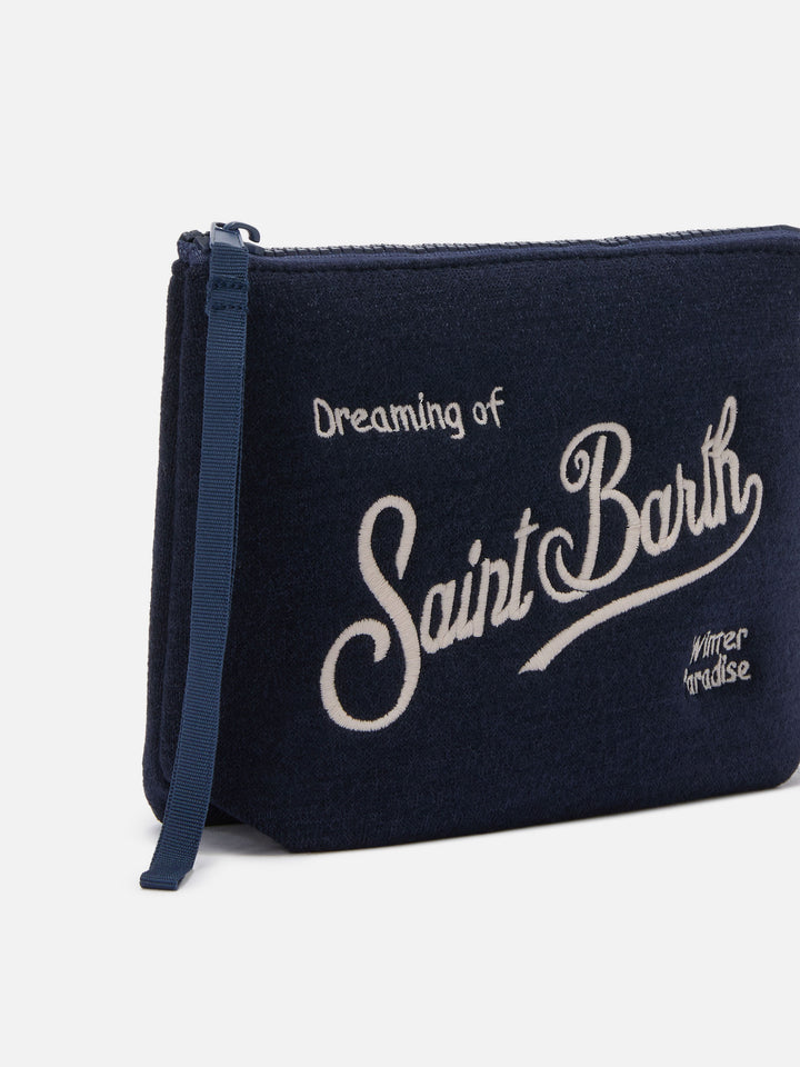 Pouch Aline de mezcla de lana azul 