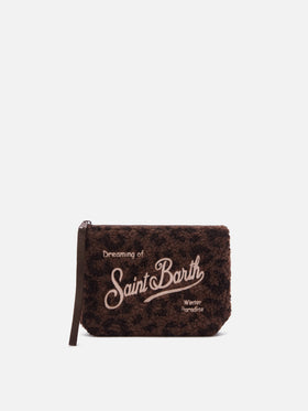 Aline teddy pochette with leopard print