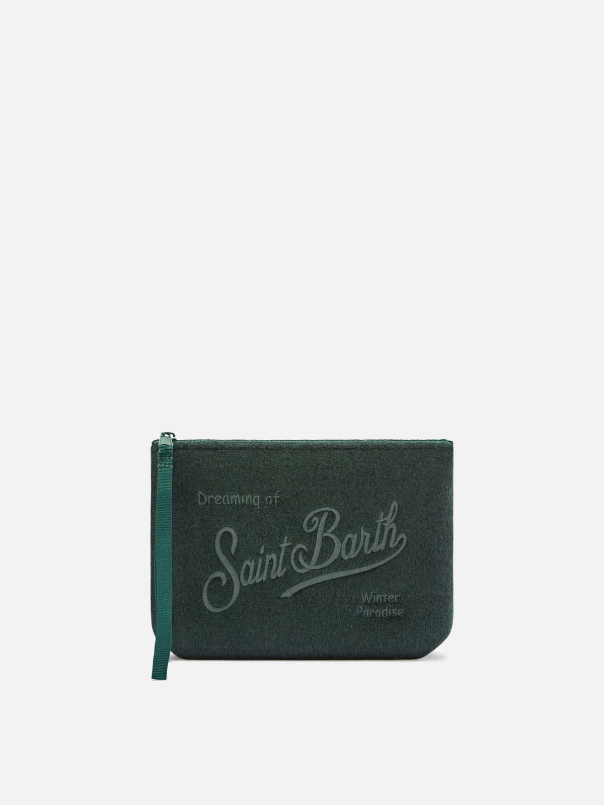 Sombrero de fieltro verde Aline pochette con bordado del logo 