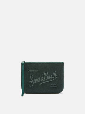 Sombrero de fieltro verde Aline pochette con bordado del logo 
