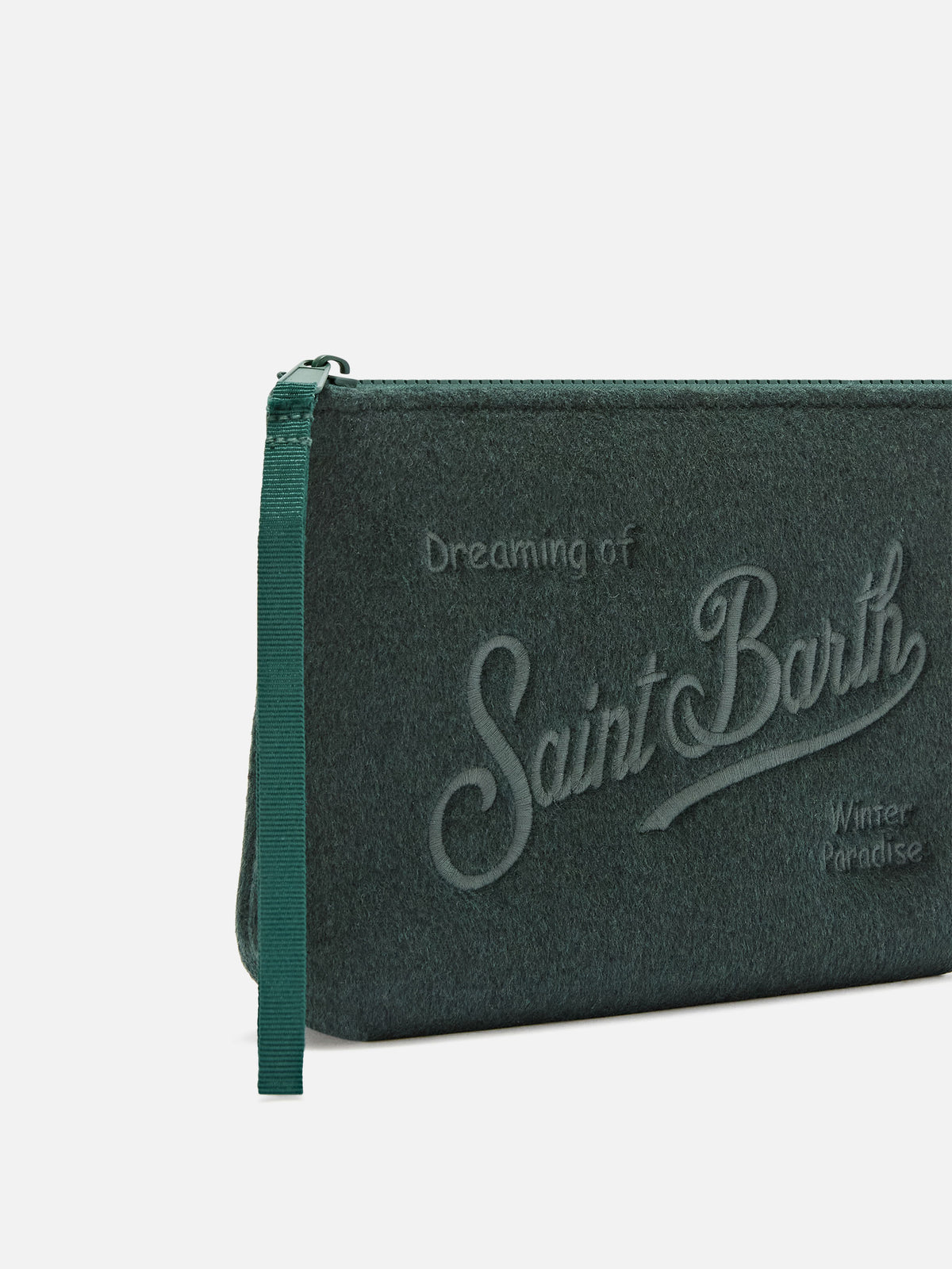 Sombrero de fieltro verde Aline pochette con bordado del logo 