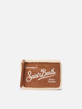 Aline Shearling Pouch aus Sherpa- und Kamel-Imitat-Wildleder