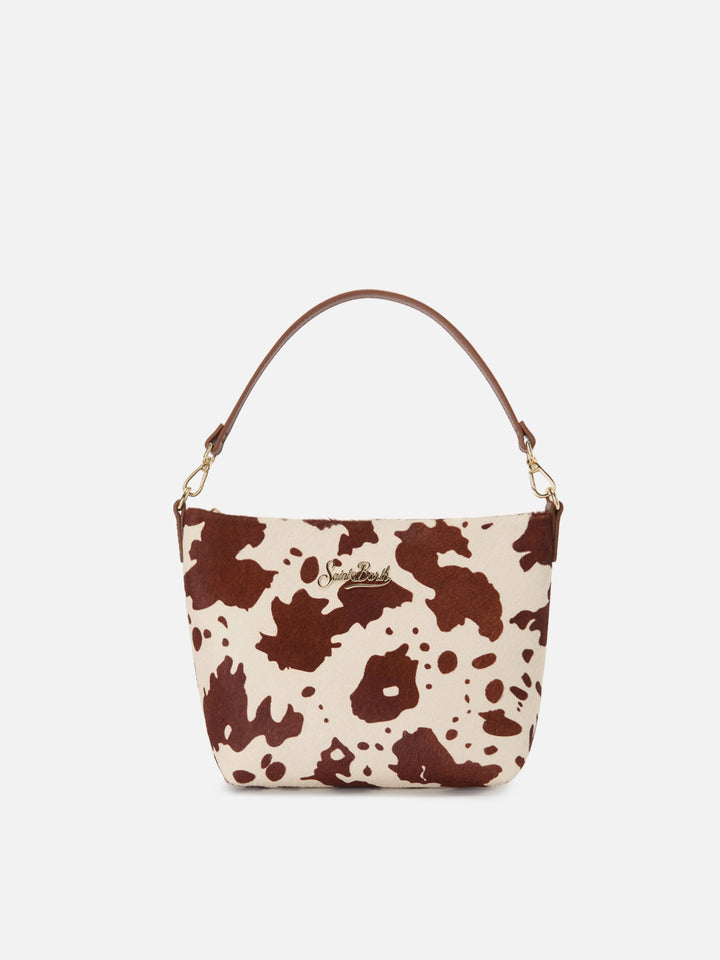 Borsa Aline in cavallino muccato con placchetta logo