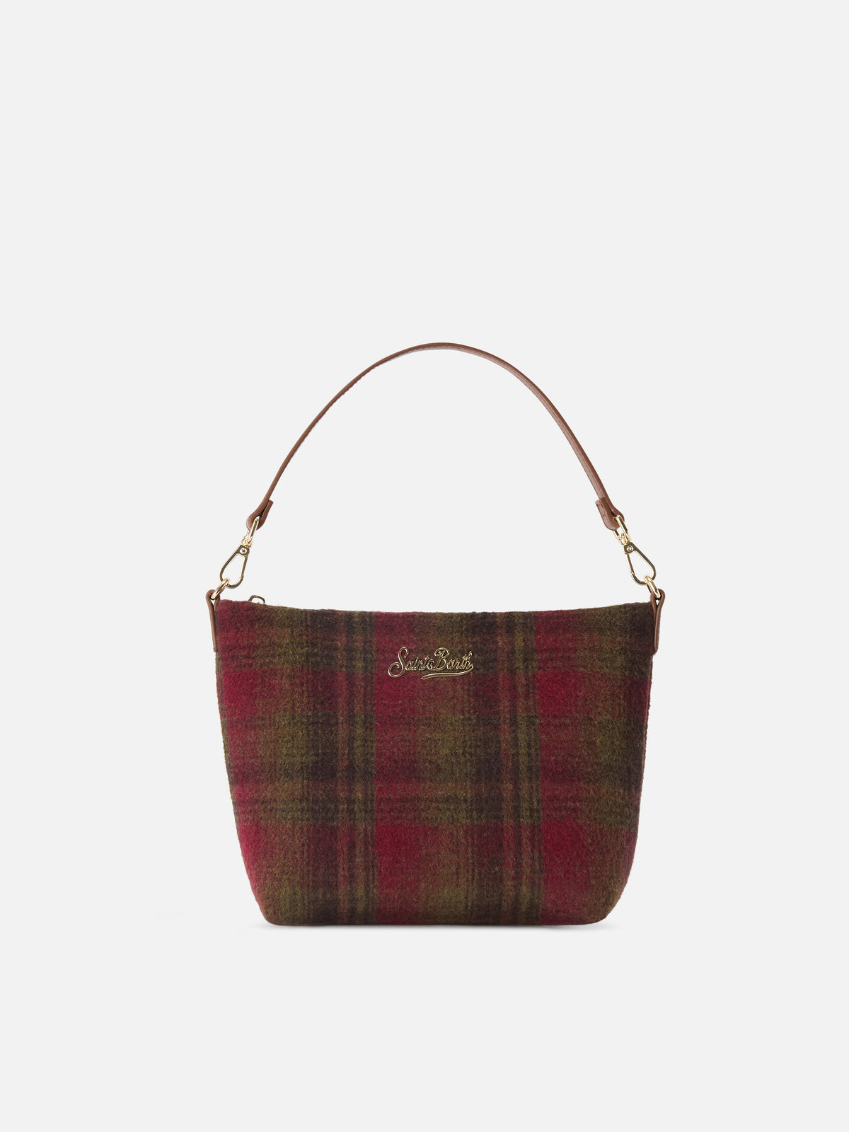 Bolso de hombro Aline con motivo tartán y asas de piel 