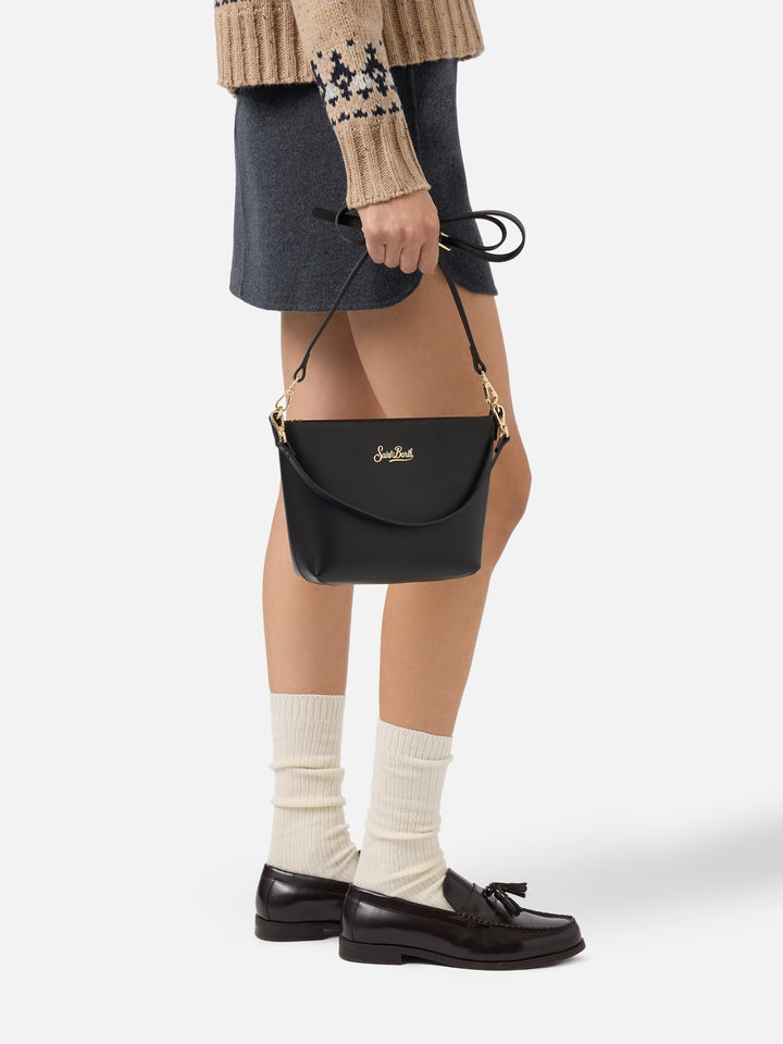 Sac porté épaule Aline en cuir noir 