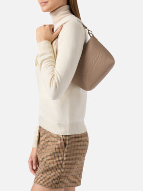 Aline Schultertasche aus gehämmertem haselnussbraunem Leder