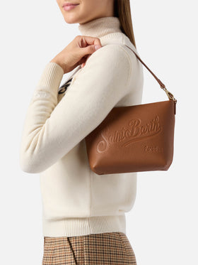 Aline Schultertasche aus gehämmertem Leder in Hellbraun
