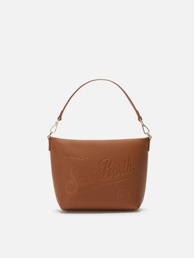 Aline Schultertasche aus gehämmertem Leder in Hellbraun