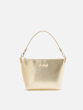 Aline Schultertasche aus goldlaminiertem Leder
