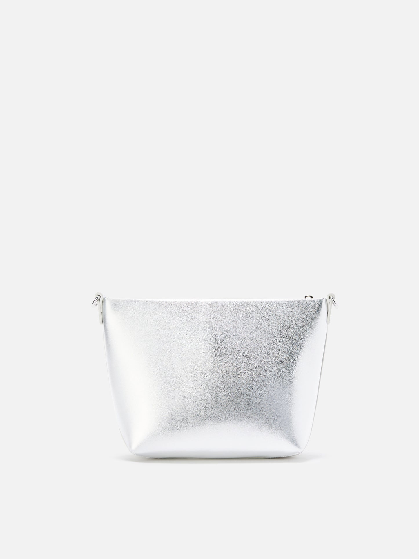 Aline Schultertasche aus silberfarbenem Laminatleder