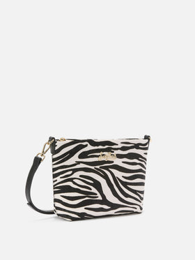 Borsa a spalla Aline Bag in pelle spazzolata e cavallino zebrato
