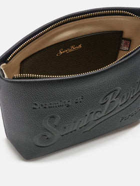Borsa a spalla Aline Bag in pelle martellata nera