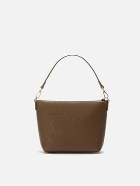 Borsa a spalla Aline Bag in pelle martellata marrone