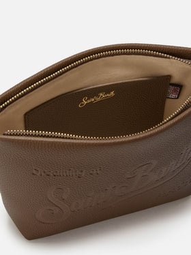 Borsa a spalla Aline Bag in pelle martellata marrone