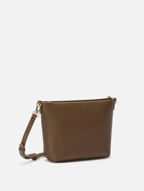 Borsa a spalla Aline Bag in pelle martellata marrone