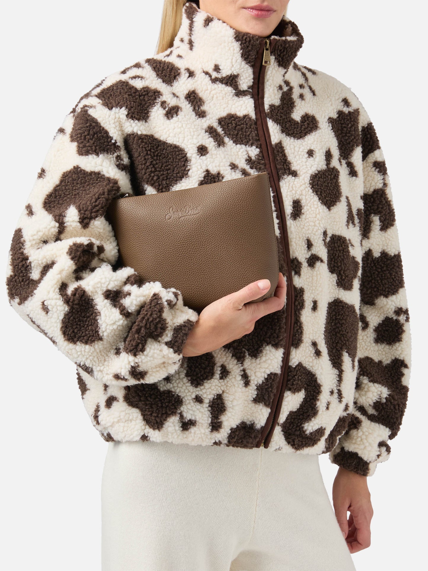 Pouch Aline en piel marrón 