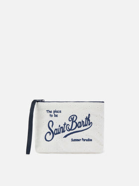 Aline white broderie anglaise cotton pouch