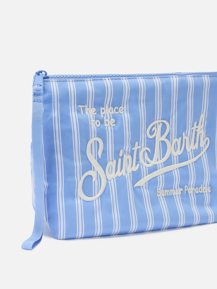 Pochette Aline in cotone azzurro e bianco a righe larghe