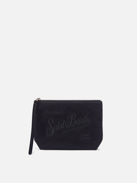 Schwarzes gewachstes Aline aus pochette mit Logostickerei 