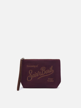pochette encerado Bordeaux Aline con bordado del logotipo 