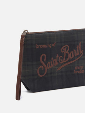 gewachste pochette mit Tartan-Print Aline 