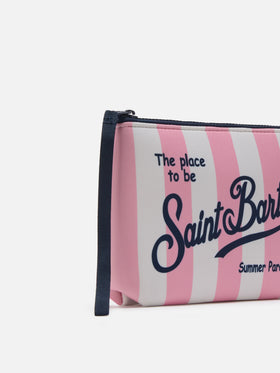 Pochette Aline in scuba a righe rosa