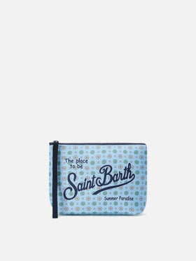 Aline light blue scuba pouch with all-over floral print