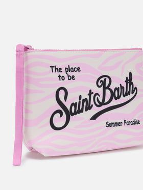 Pochette Aline in scuba con stampa zebrata rosa