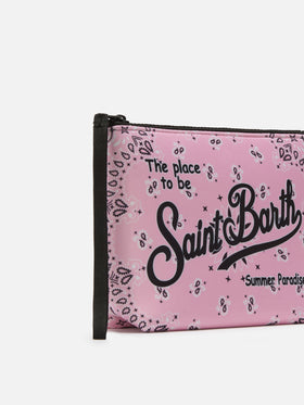 Pochette Aline in scuba con stampa bandana rosa