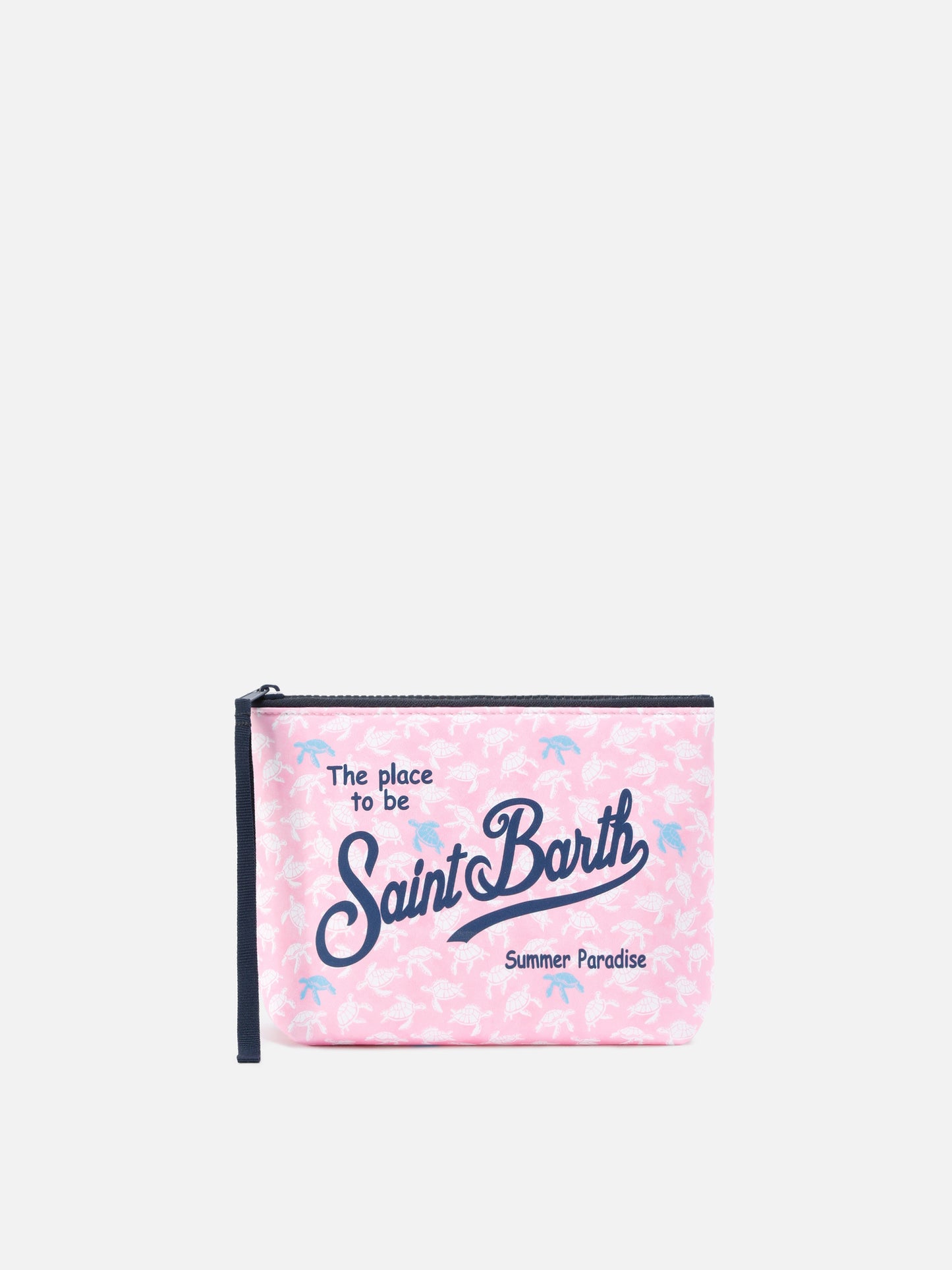 Pochette Aline de scuba en rosa con estampado de tortuga en contraste 