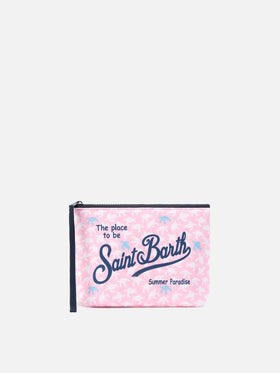 Pochette Aline de scuba en rosa con estampado de tortuga en contraste 