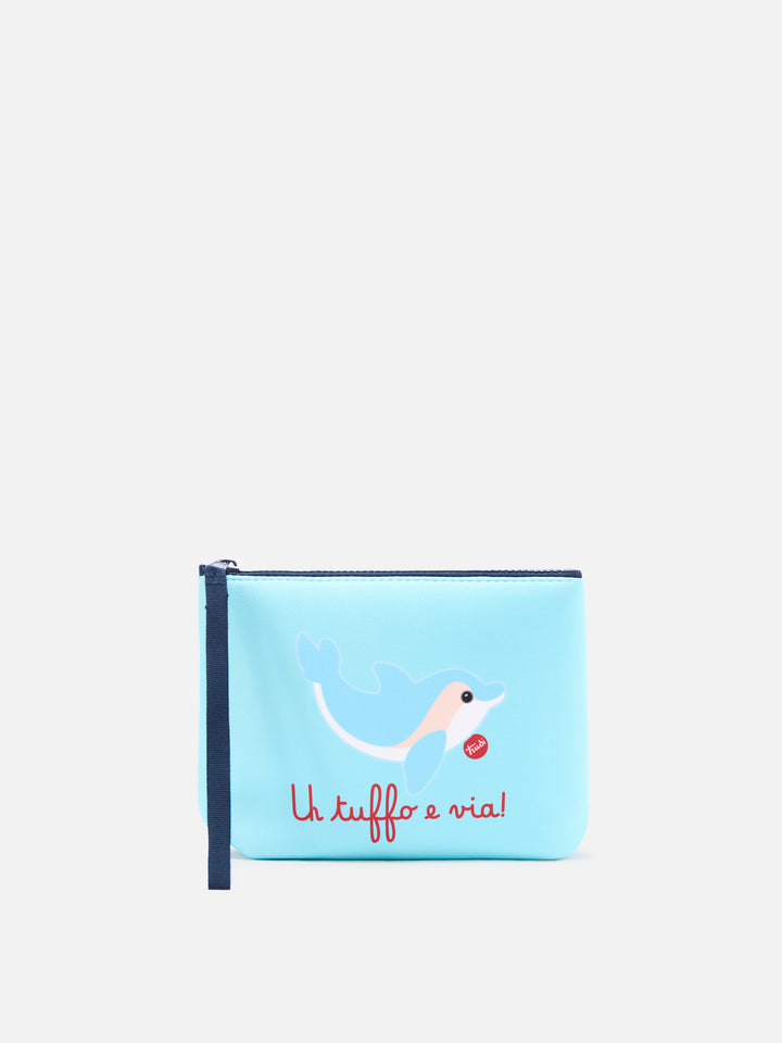 Pouch Aline in scuba con stampa Dolphin Un tuffo e via! | Edición Especial 
