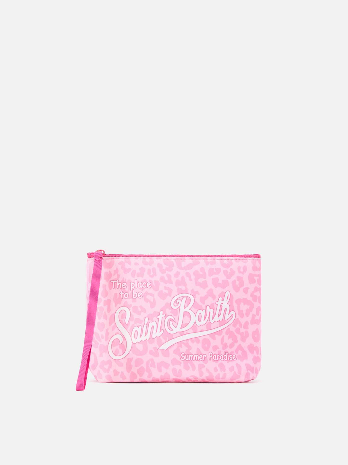 Aline scuba pouch with pink leopard print