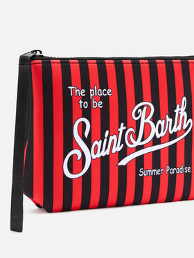 Combinaison de plongée noire Aline pouch avec imprimé rayé AC Milan | AC MILAN SPECIAL EDITION 