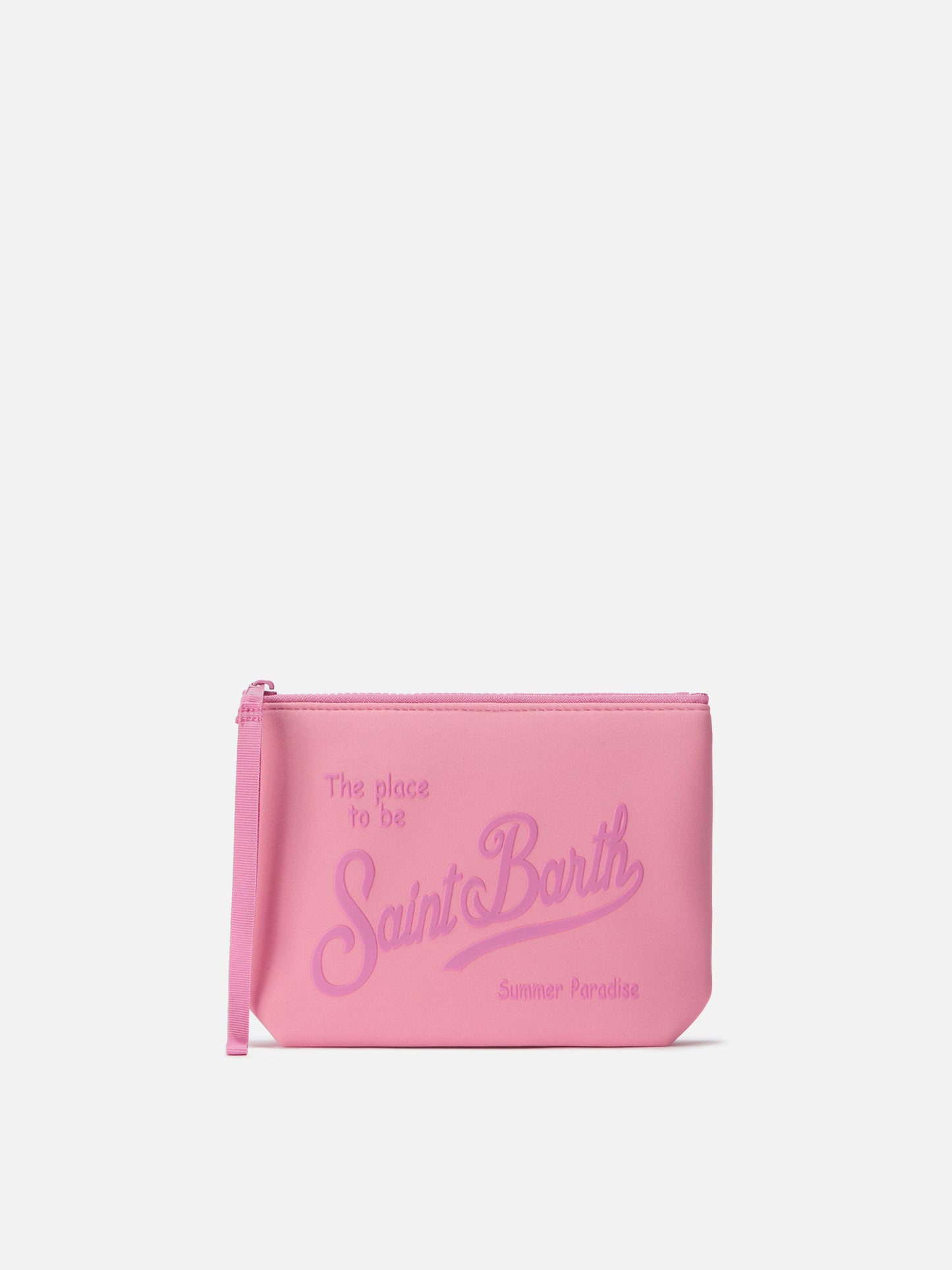 Pochette Aline en scuba rose uni 