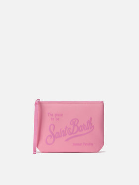 Pochette Aline en scuba rose uni 