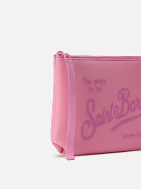 Pochette Aline en scuba rose uni 