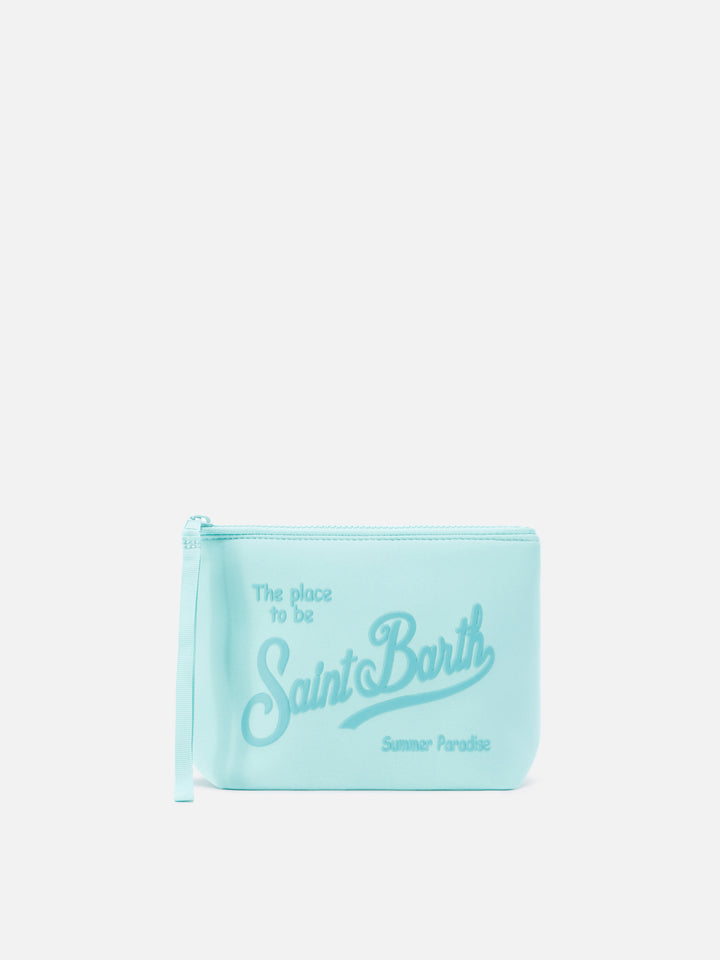 Pochette Aline in scuba verde acqua tinta unita