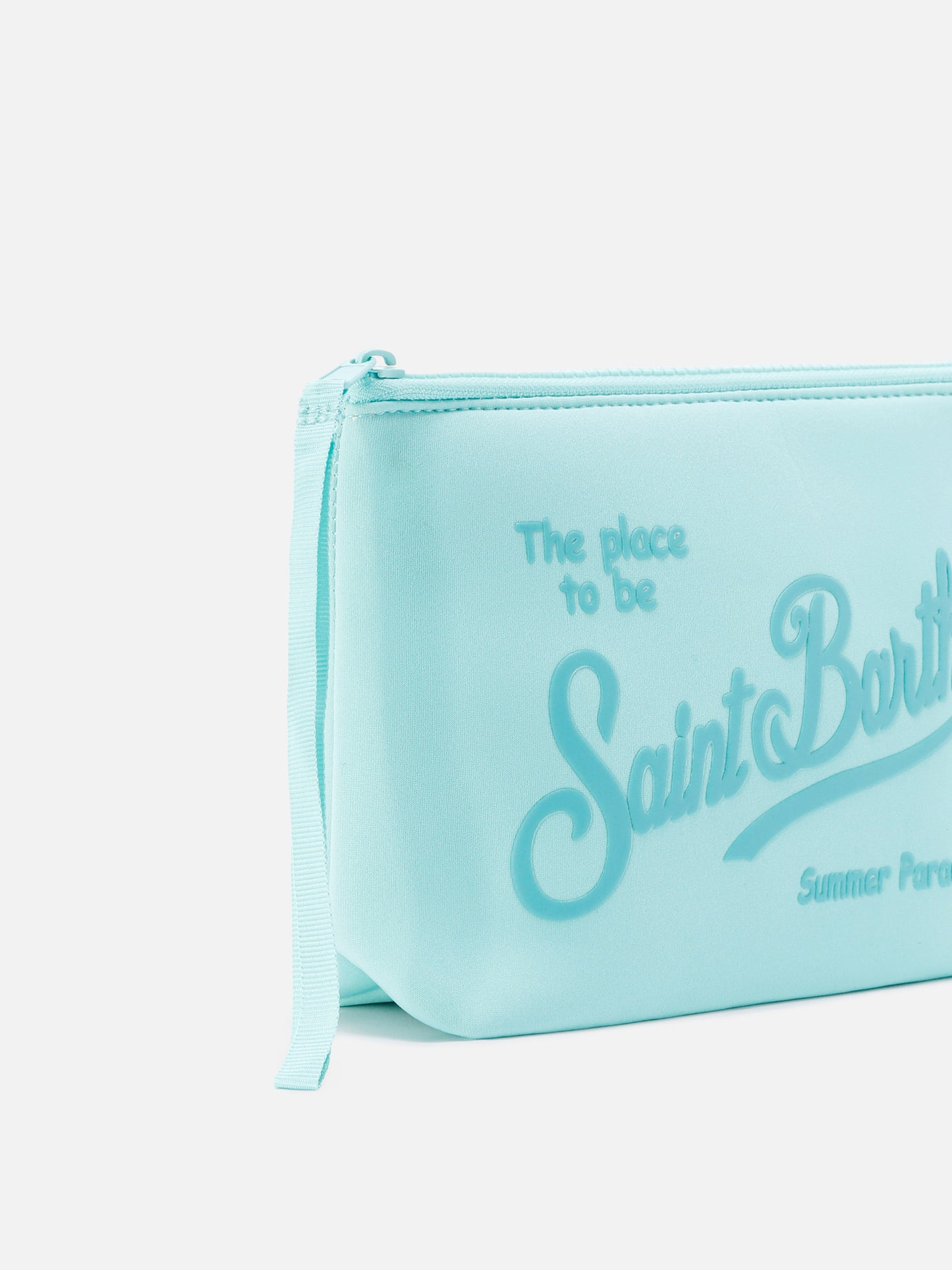 Pochette Aline in scuba verde acqua tinta unita