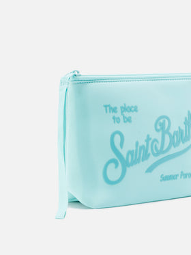 Pochette Aline in scuba verde acqua tinta unita