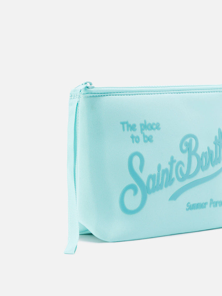 Pochette Aline in scuba verde acqua tinta unita