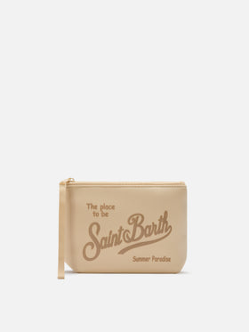 Pochette Aline in scuba beige tinta unita