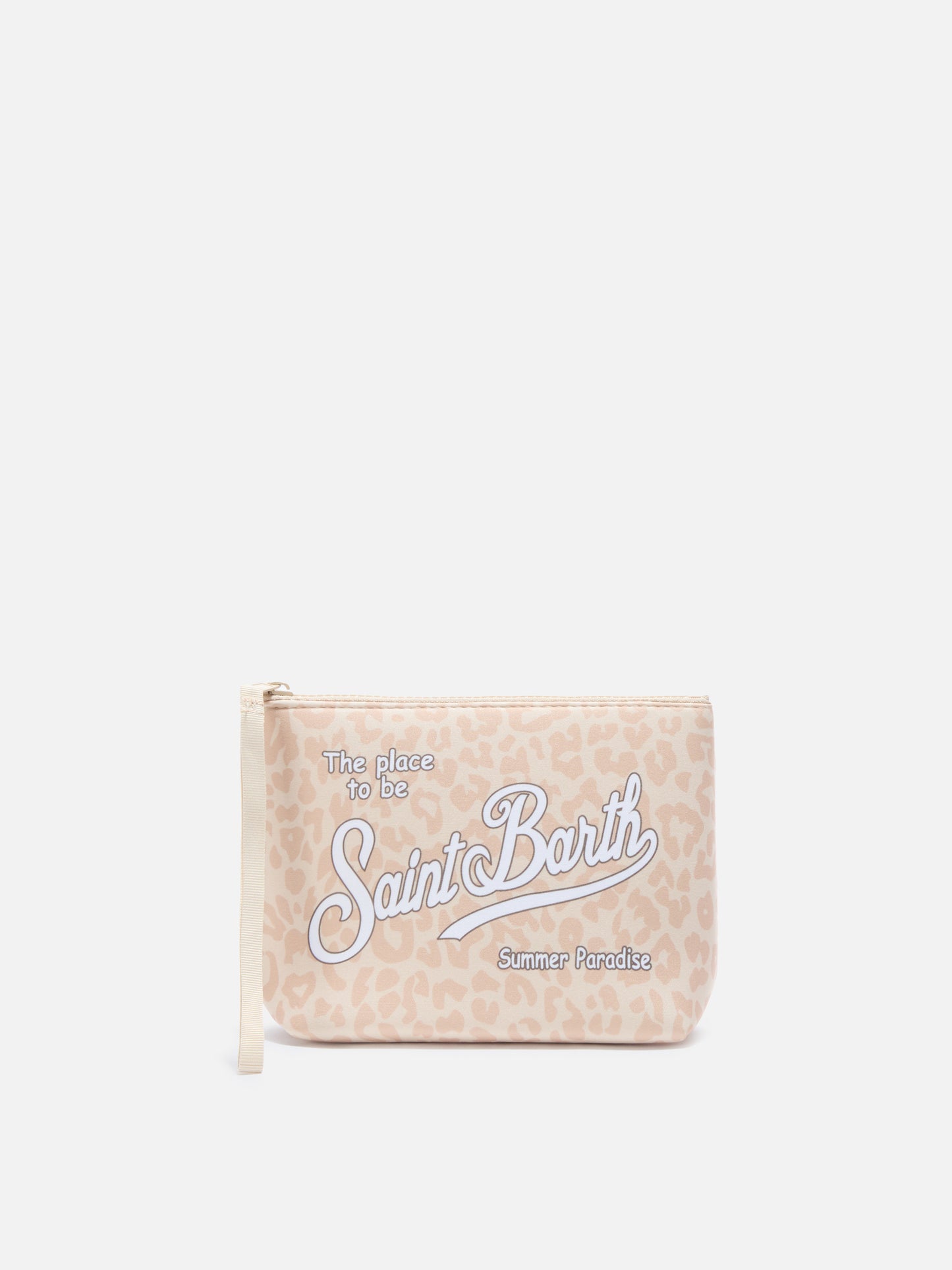 Aline scuba pouch with beige leopard print