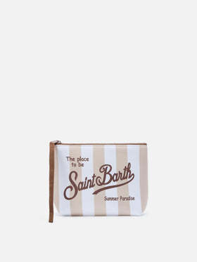 Aline scuba pouch with wide beige stripes