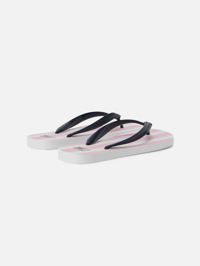 Alma rubber slip-on flip flops with pink and white stripes