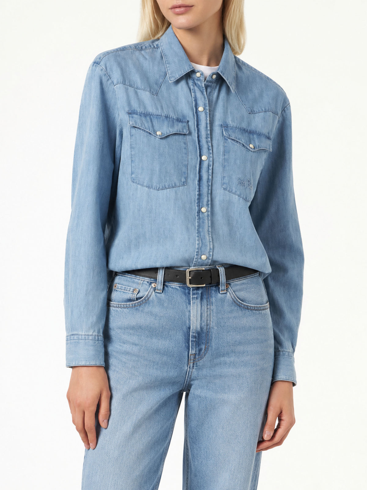 Hellblaue Amaya Tex Denim-Hemdbluse 